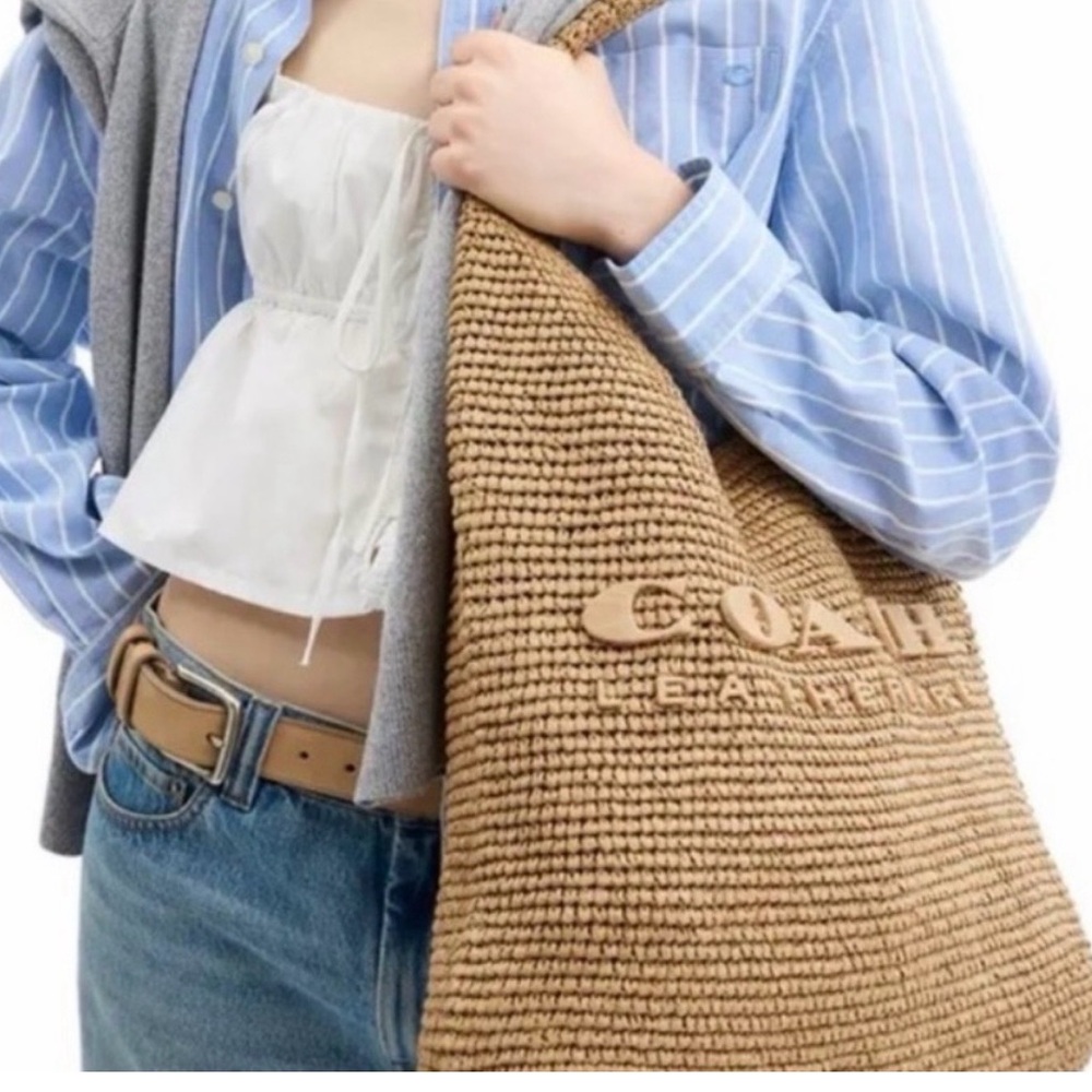 Coach Brooklyn Woven Straw Shoulder Bag - Picture 3 of 7
